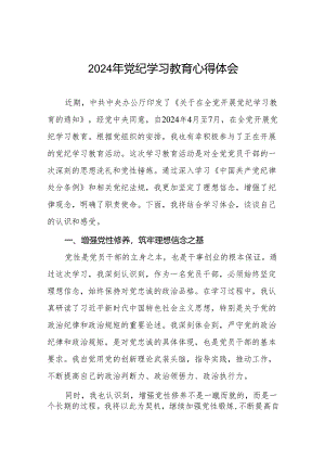 2024年党纪学习教育六项纪律研讨发言心得体会七篇.docx
