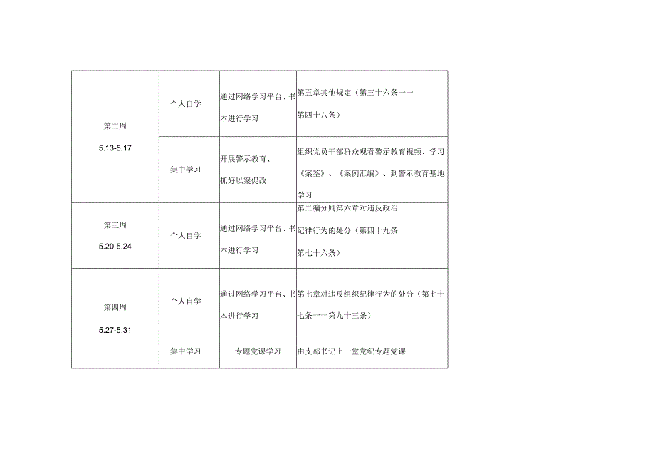 党纪学习教育学习计划安排表格精选资料.docx_第3页