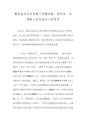 镇党委书记在党建工作晒成绩、亮任务、谈思路工作交流会上的发言.docx