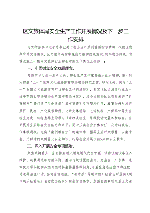 区文旅体局安全生产工作开展情况报告.docx