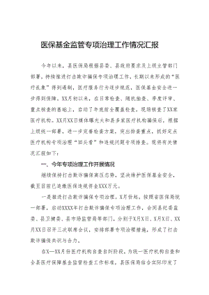 2024年医保基金监管专项治理工作情况汇报七篇.docx