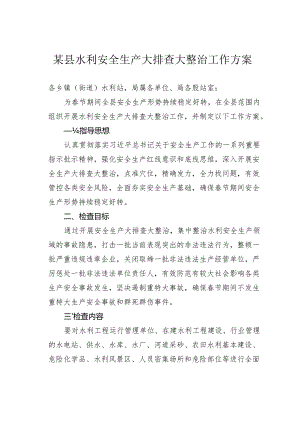 某县水利安全生产大排查大整治工作方案.docx