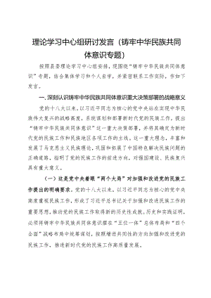 理论学习中心组研讨发言（铸牢中华民族共同体意识专题）.docx