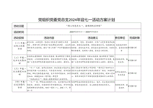 2024年单位党组织党委党总支部迎七一庆祝建党103周年活动实施方案计划表.docx