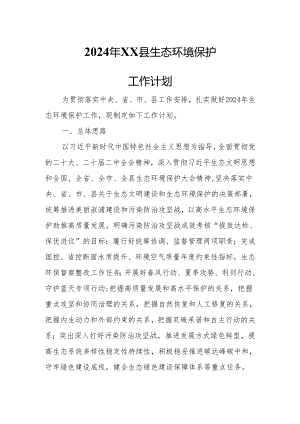 2024年XX县生态环境保护工作计划.docx