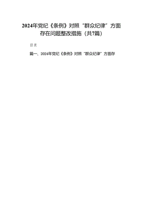 2024年党纪《条例》对照“群众纪律”方面存在问题整改措施（共7篇）.docx