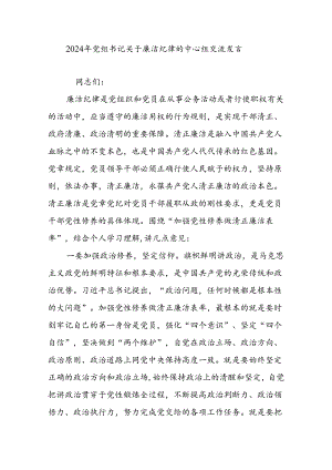 2024年党组书记关于廉洁纪律的中心组交流发言.docx