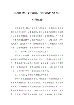 2024年学习新修订的中国共产党纪律处分条例个人心得体会 （合计8份）.docx
