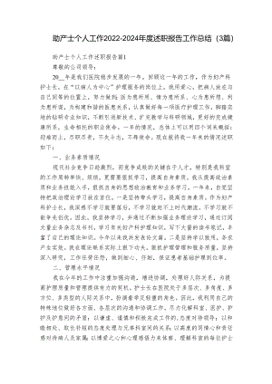 助产士个人工作2022-2024年度述职报告工作总结（3篇）.docx