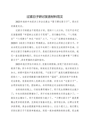 过紧日子研讨发言材料心得体会.docx
