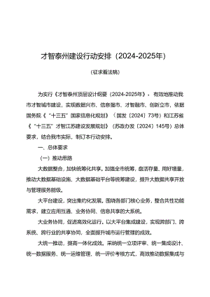 智慧泰州建设行动计划20242024年.docx