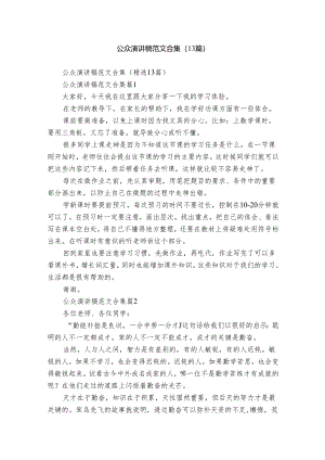 公众演讲稿范文合集（13篇）.docx