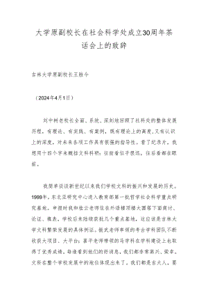 大学原副校长在社会科学处成立30周年茶话会上的致辞.docx