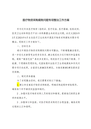 2024年5月医疗物资采购腐败问题专项整治工作方案.docx