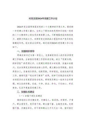 村党支部2024年党建工作计划4篇供参考.docx