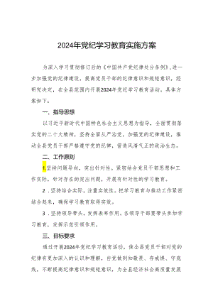 关于开展2024年党纪学习教育工作实施方案(十二篇).docx