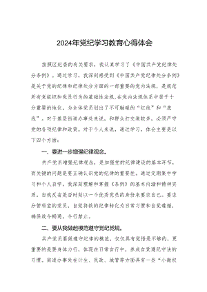 党员干部关于2024年党纪学习教育暨学习贯彻2024版中国共产党纪律处分条例的心得体会8篇.docx
