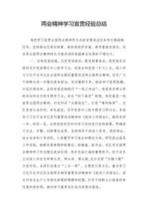 两会精神学习宣贯经验总结.docx