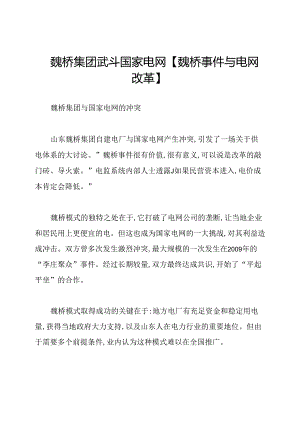 魏桥集团武斗国家电网【魏桥事件与电网改革】.docx