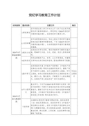2024年城投公司党纪学习教育工作计划（6份）.docx