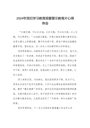 2024年党纪学习教育警示教育的心得体会十三篇.docx