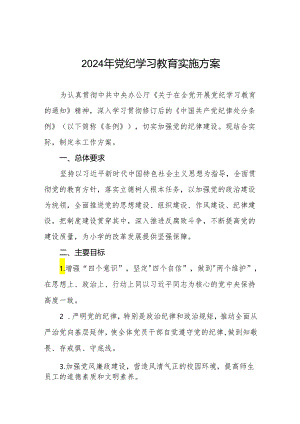 2024年关于开展党纪学习教育活动的实施方案十一篇.docx