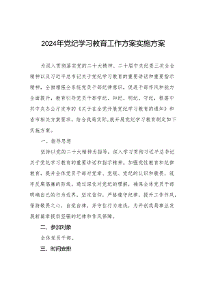 关于开展2024年党纪学习教育活动实施方案十一篇.docx
