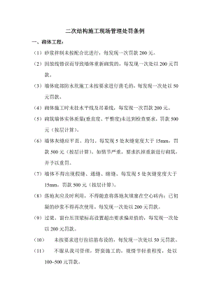 墙体砌筑施工现场管理处罚条例管理制度.doc