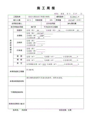 大剧院前厅和圆台钢构施工周报.doc