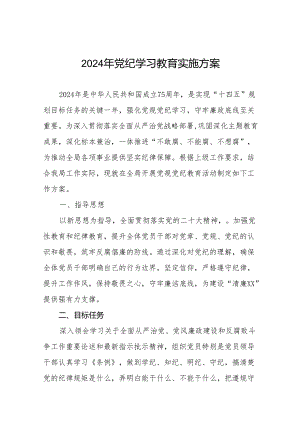 2024年党纪学习教育工作实施方案通用模板十六篇.docx