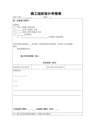 城南路总体开工报告施工组织设计申报表.doc
