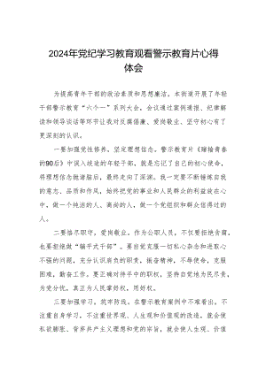 2024年党纪学习教育观看警示教育片心得感悟发言稿十三篇.docx