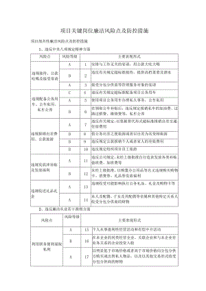 项目关键岗位廉洁风险点及防控措施.docx