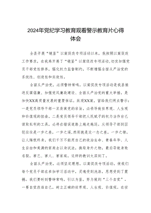 2024年关于党纪学习教育警示教育的心得体会简短发言十三篇.docx