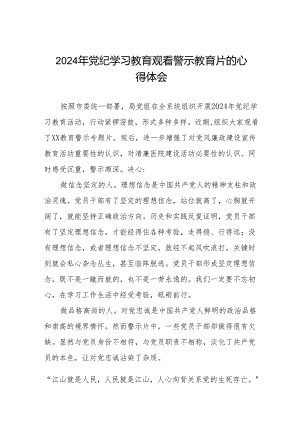 卫健干部2024年党纪学习教育观看警示教育片心得体会八篇.docx