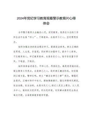 2024党纪学习教育观看警示教育专题片的心得体会简短发言十七篇.docx
