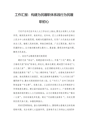 工作汇报：构建为民履职体系 践行为民履职初心.docx