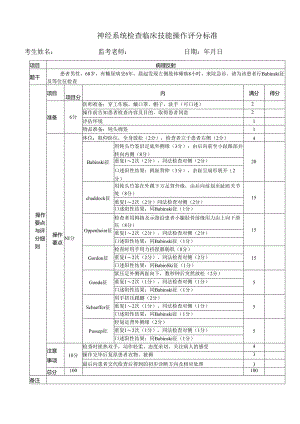 神经系统检查临床技能操作评分标准.docx