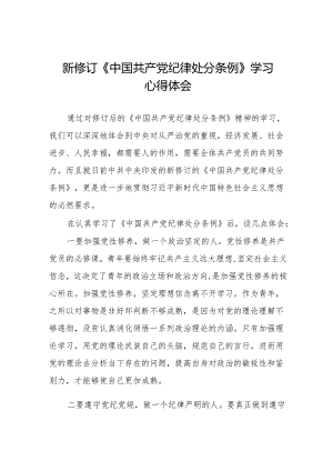 2024新修订《中国共产党纪律处分条例》学习感悟八篇.docx