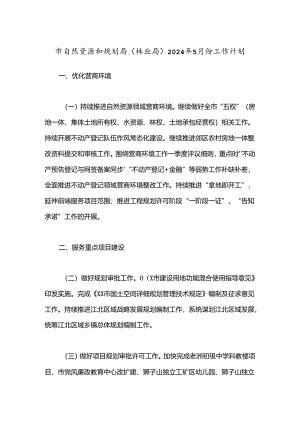 市自然资源和规划局（林业局）2024年5月份工作计划.docx