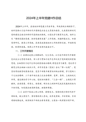 2024年上半年党建工作总结.docx