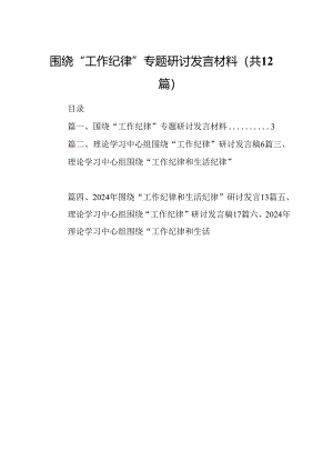 围绕“工作纪律”专题研讨发言材料12篇（最新版）.docx