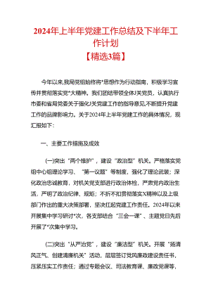 2024年上半年党建工作总结及下半年工作计划.docx