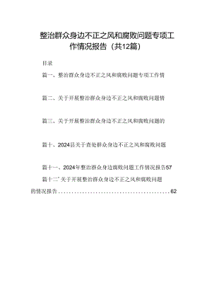 整治群众身边不正之风和腐败问题专项工作情况报告12篇（精选）.docx
