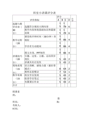 科室小讲课评分表.docx
