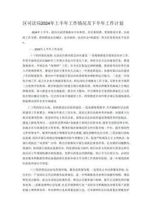 区司法局2024 年上半年工作情况及下半年工作计划.docx