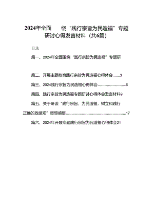 2024年全面围绕“践行宗旨为民造福”专题研讨心得发言材料6篇（详细版）.docx