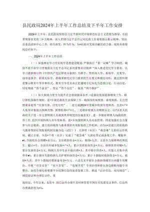 县民政局2024年上半年工作总结及下半年工作安排.docx