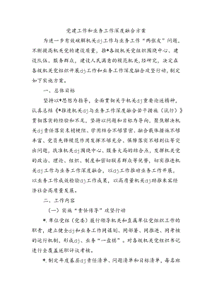 党建工作和业务工作深度融合方案.docx