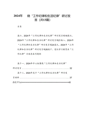 2024年围绕“工作纪律和生活纪律”研讨发言（共13篇）.docx